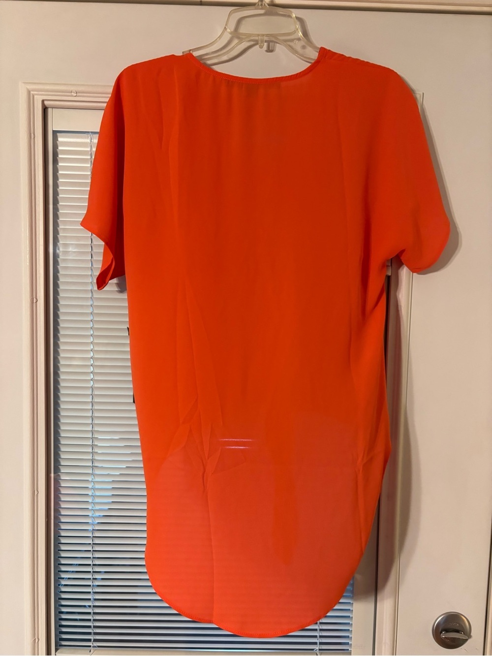Cynthia Steffe Bright Orange Tie-Front V-Neck Blouse - Picture 4 of 8